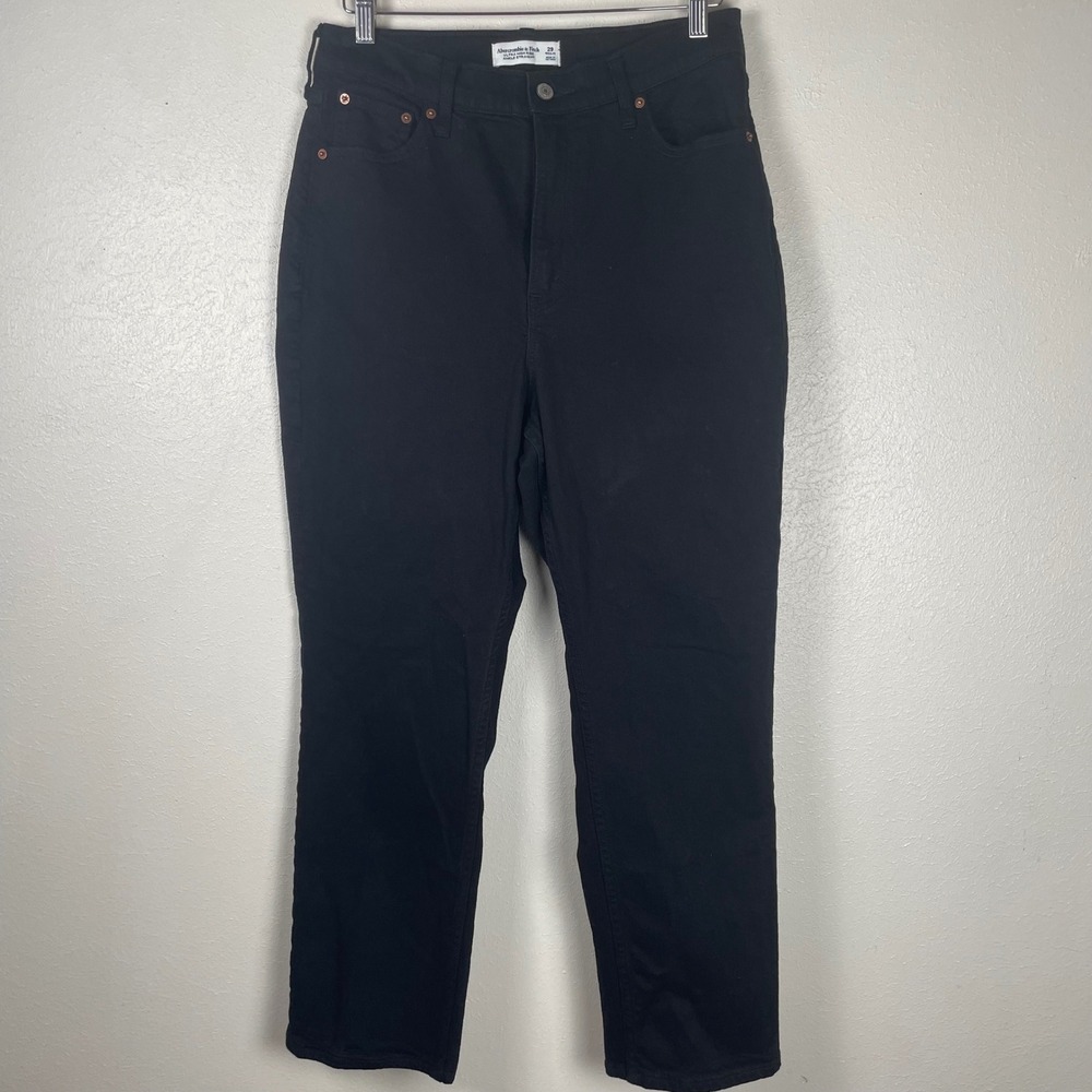 Abercrombie & Fitch Ultra High Rise Ankle Straight Jeans Black Womens 29 Regular